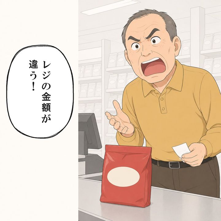 男性客はレシートを見て金額が違うと怒鳴ります