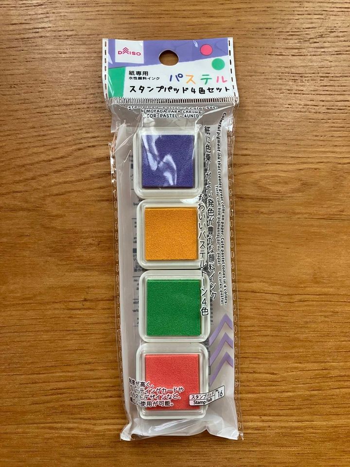 ダイソー：スタンプパッド(パステル、4色セット)