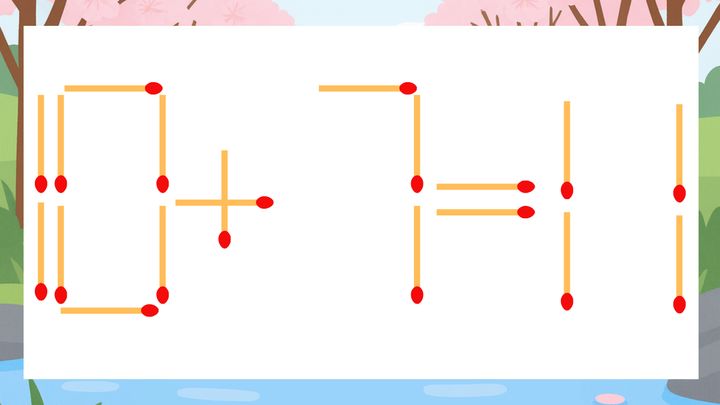 【マッチ棒クイズ】1本だけ動かして正しい式に：10+7=11？の問題画像