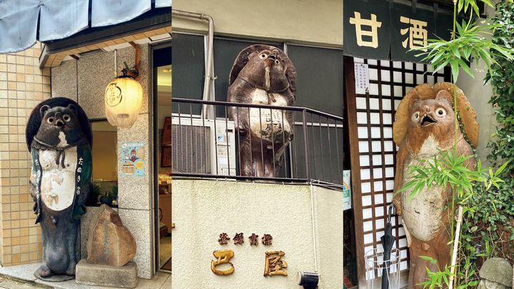 麻布十番〈たぬき煎餅〉外観、恵比寿〈巴屋 恵比寿〉外観、神田〈天野屋〉外観