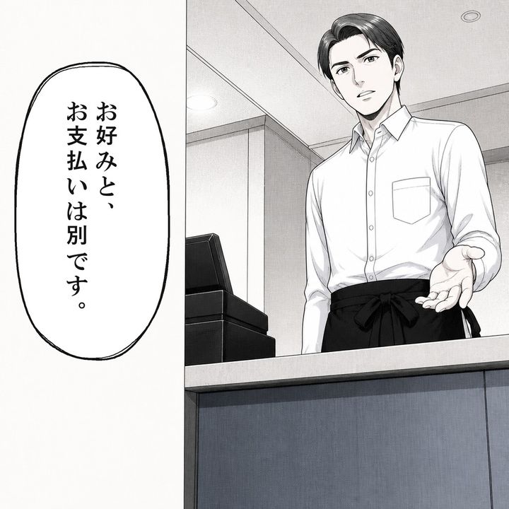 店長は味の好みと支払いは別の話だと伝えます
