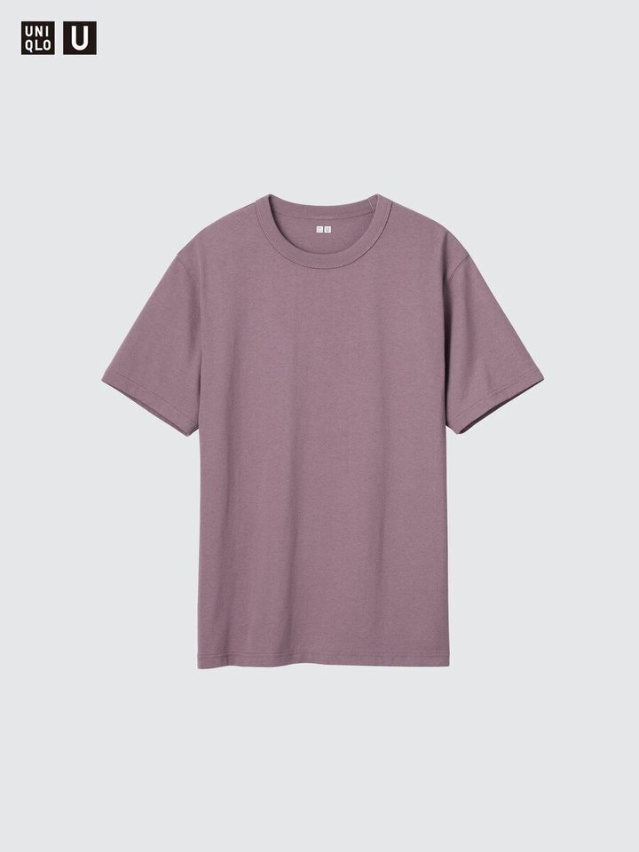 ユニクロユーのパープル無地クルーネックTシャツ