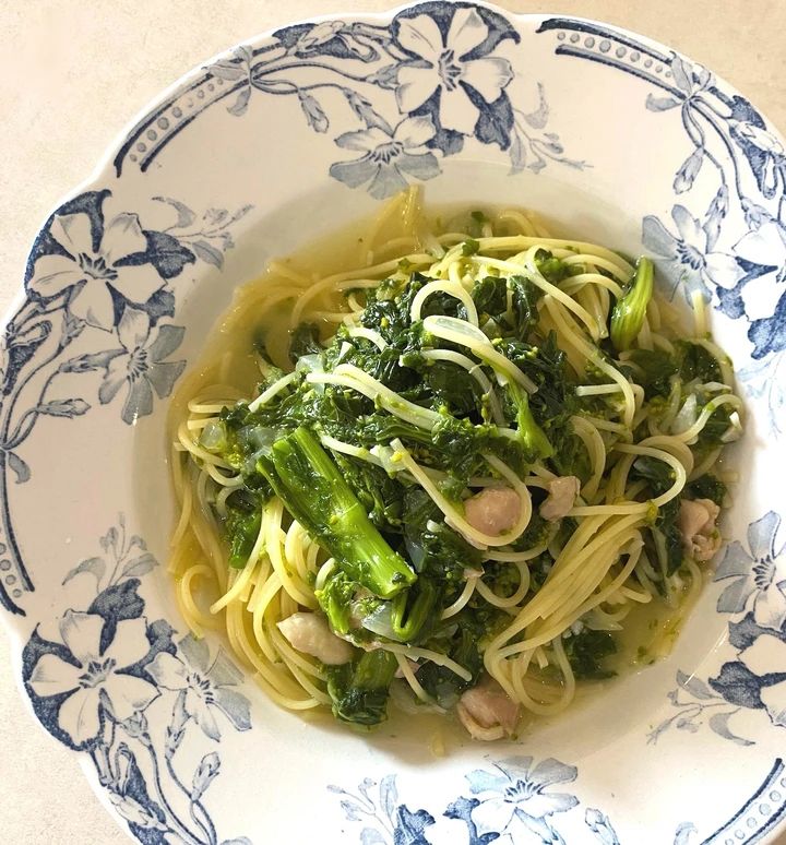 長谷川あかり レシピ くたくた菜の花と鶏肉のパスタ 完成