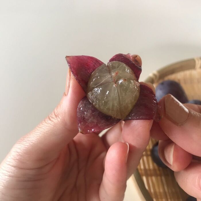 切り込み2本だけ！可愛い〈ぶどうのお花〉の作り方。お弁当にぴったり！