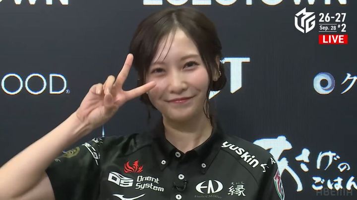 「Mリーグ2026‐2027」シーズン初勝利を手にした佐野ひなこ （C）AbemaTV, Inc./（C）Mリーグ width=