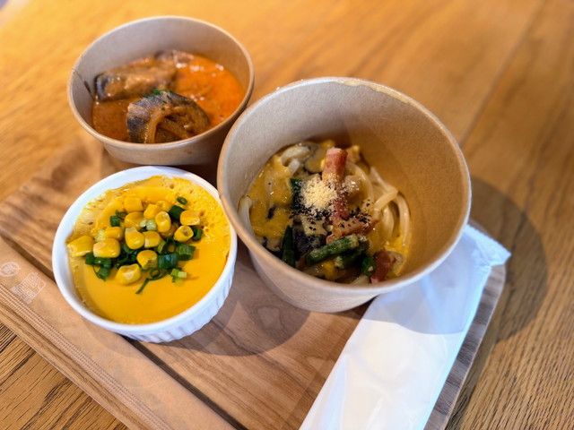 試食で提供されたリセッ豆乳メシ3品