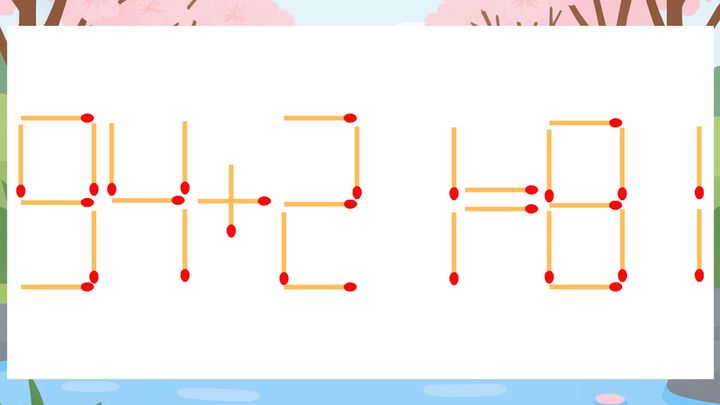 【マッチ棒クイズ】1本だけ動かして正しい式に：94+21=81？の問題画像