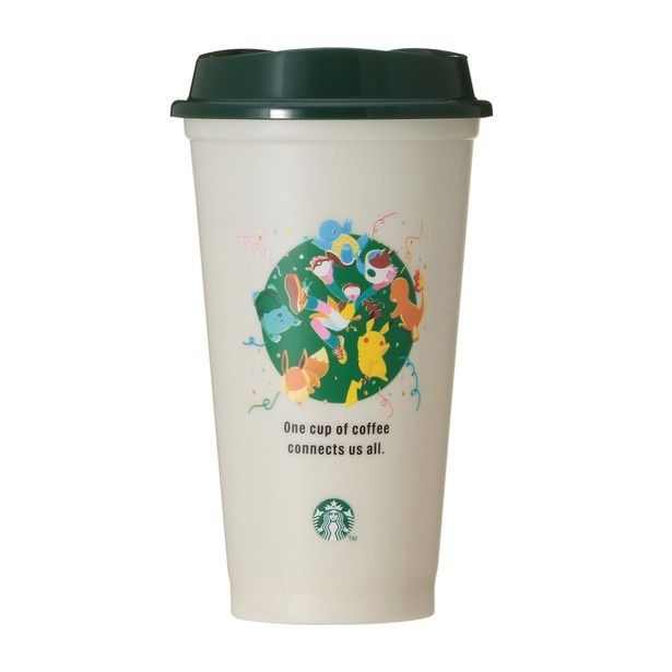 バリスタとポケモンたちが1杯のコーヒーを囲むアートをデザインした「Pokemon + STARBUCKS リユーザブルカップ コーヒーコネクション 473ミリリットル」(1300円) (C)Pokemon. (C)Nintendo／Creatures Inc.／GAME FREAK inc.