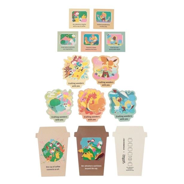 全12種のアートワークなど計13点が入った「Pokemon + STARBUCKS アートステッカーセット」(1800円) (C)Pokemon. (C)Nintendo／Creatures Inc.／GAME FREAK inc.