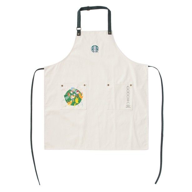 ウォームグレーの本体にアートワークをあしらった「Pokemon + STARBUCKS ユーティリティエプロン コーヒーコネクション」(4800円) (C)Pokemon. (C)Nintendo／Creatures Inc.／GAME FREAK inc.