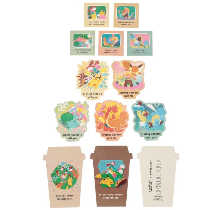 【オンラインストア限定】「Pokémon + STARBUCKS アートステッカーセット」1800円