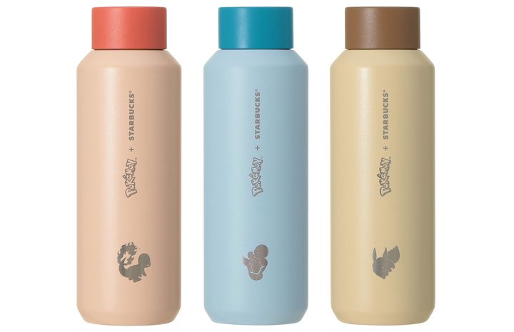 【オンラインストア限定】（左から）「Pokémon + STARBUCKS ステンレスボトル」473ml ヒトカゲ/ゼニガメ/イーブイ 各6600円