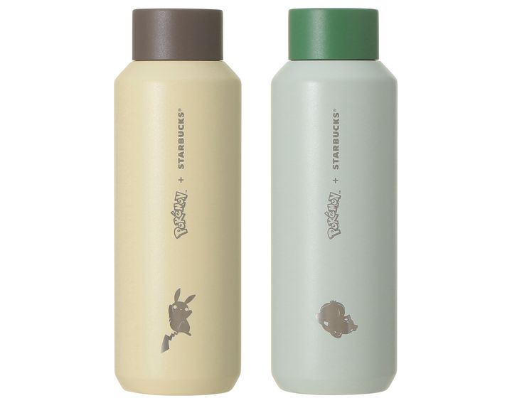 【オンラインストア限定】（左から）「Pokémon + STARBUCKS ステンレスボトル」473ml ピカチュウ/フシギダネ 各6600円