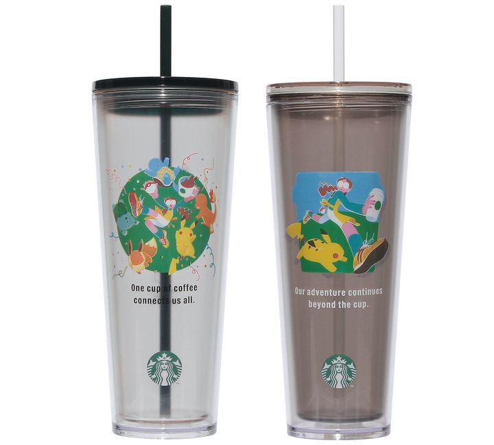 【オンラインストア限定】（左から）「Pokémon + STARBUCKS コールドカップタンブラー」710ml コーヒーコネクション/コーヒーアドベンチャー 各4000円