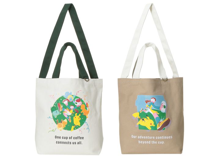 【オンラインストア限定】（左から）「Pokémon + STARBUCKS トートバッグ コーヒーコネクション/コーヒーアドベンチャー」各5000円