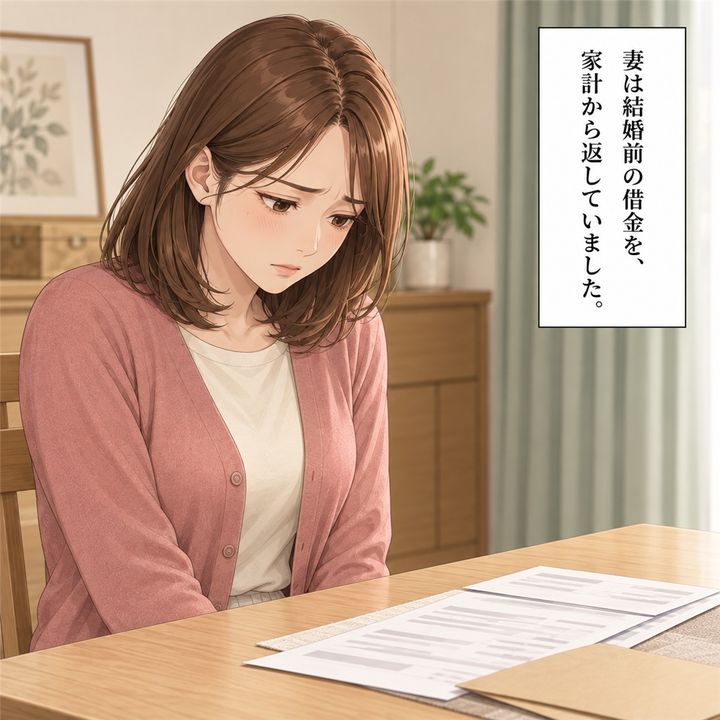 妻は、結婚前の借金を返していたことを話します。