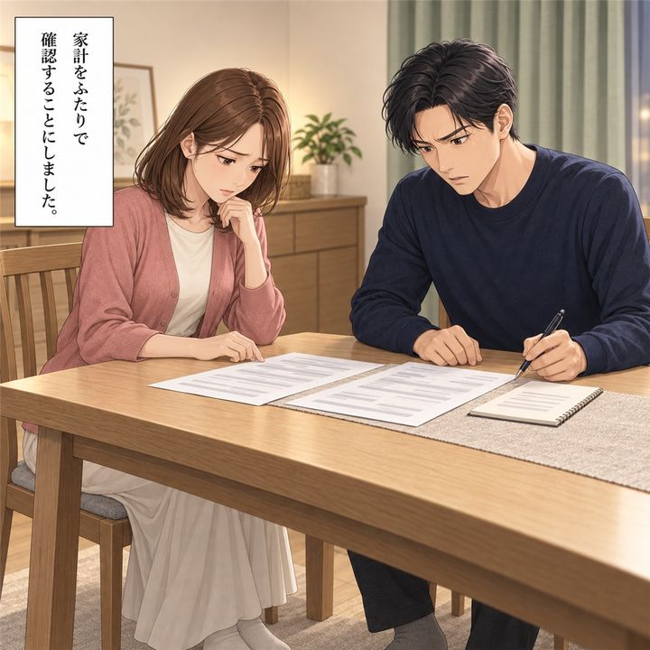 明細とメモを並べ、ふたりで支払いを確認します。