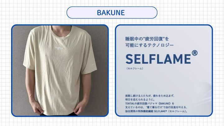 BAKUNEは特殊機能繊維「SELFLAME®」を使用