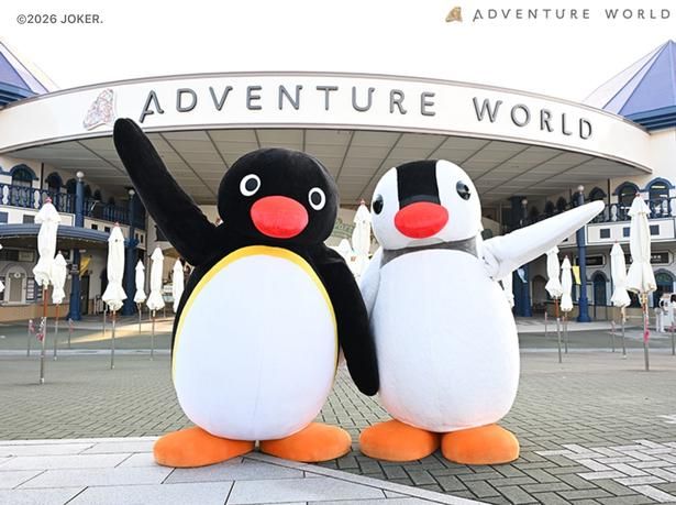ピングーとピンガがアドベンチャーワールドでお出迎え。グリーティングは10月に計9日間実施される