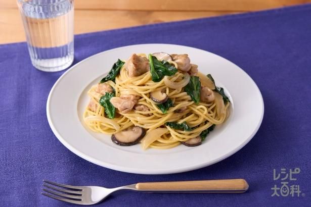【アレンジレシピ】具たっぷり和風醤油パスタ 提供：味の素株式会社