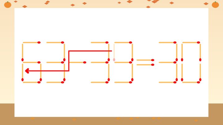 【マッチ棒クイズ】1本だけ動かして正しい式に：53-39=30？の解答画像