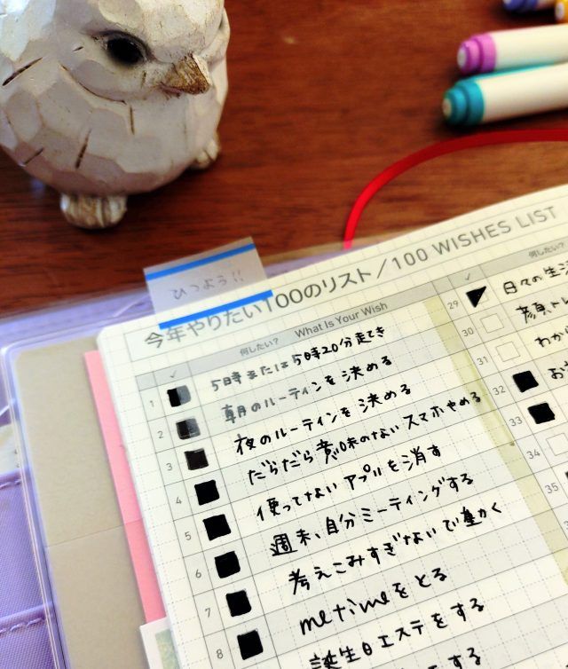 チェックボックスにしるしがついた100リスト