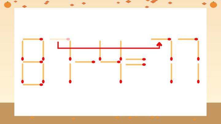 【マッチ棒クイズ】1本だけ動かして正しい式に：87-4=17？の解答画像