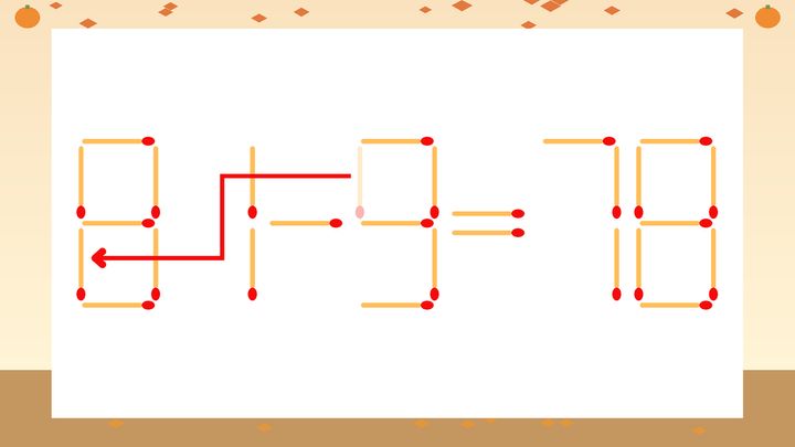 【マッチ棒クイズ】1本だけ動かして正しい式に：91-9=78？の解答画像
