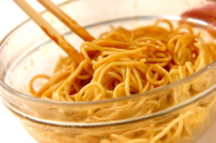 エビとチンゲンサイのカレー風味焼きそばの下準備3