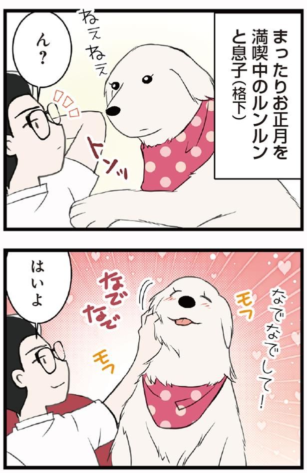 まったりお正月を満喫中のルンルンと息子（格下） （C）今日のルンルン、ゆに／KADOKAWA