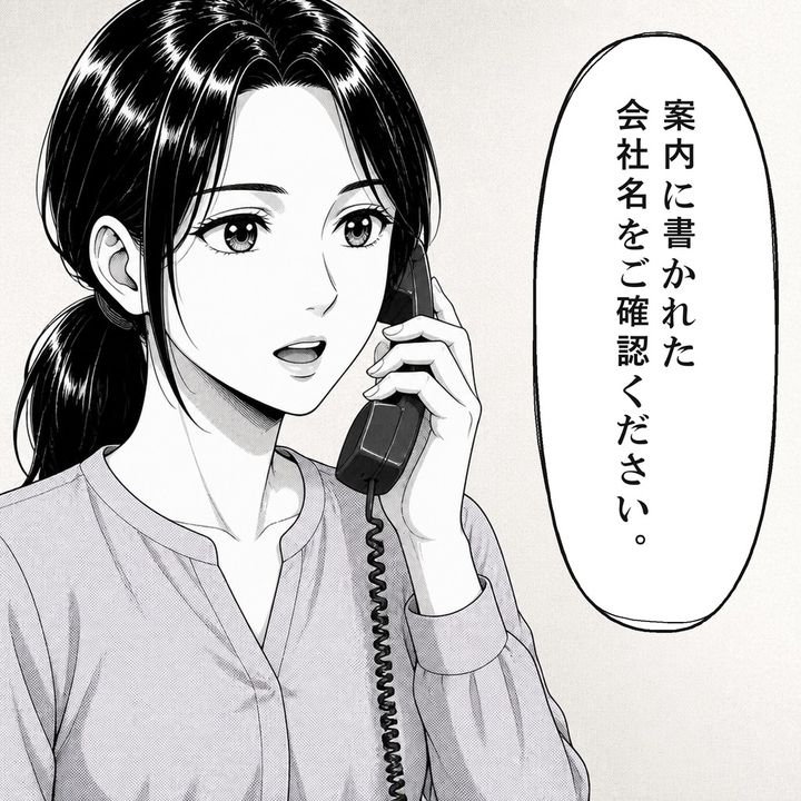 受付は案内にある会社名を確認するよう伝えます