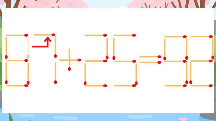 【マッチ棒クイズ】1本だけ動かして正しい式に：81+25=92？の解答画像