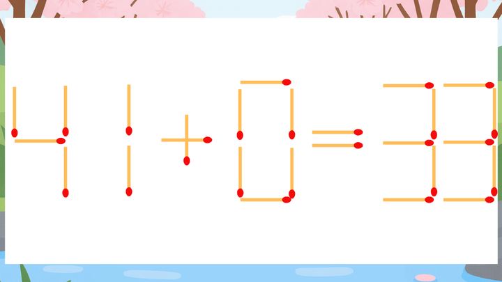 【マッチ棒クイズ】1本だけ動かして正しい式に：41+0=33？の問題画像