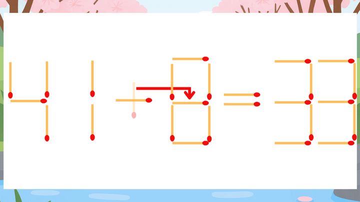 【マッチ棒クイズ】1本だけ動かして正しい式に：41+0=33？の解答画像
