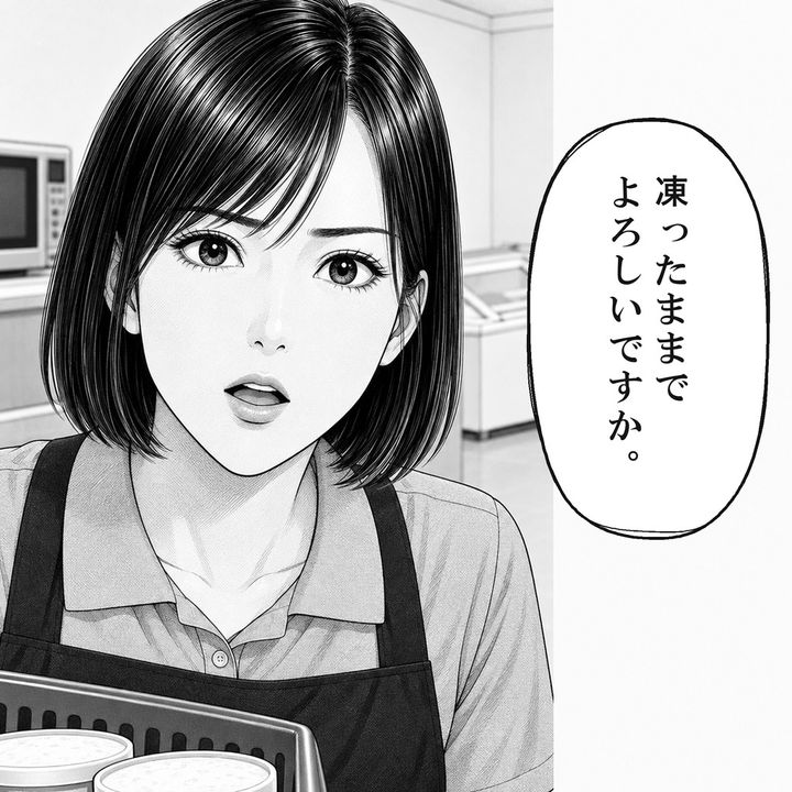 店員は冷たいまま持ち帰りたいのか確認します