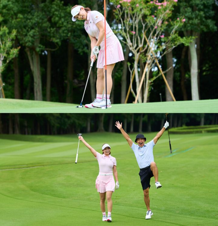 武井壮、人気女子プロと人生論を語る！パワフルなスイングも披露