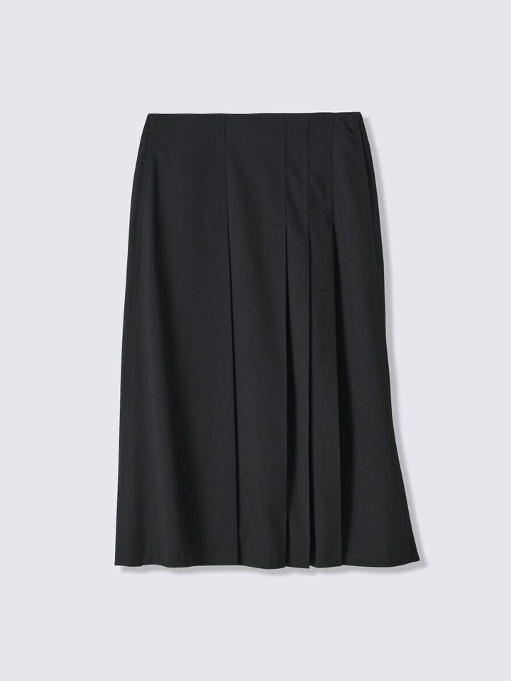 黒色のアシンメトリーランダムプリーツスカート