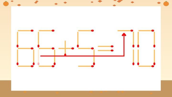 【マッチ棒クイズ】1本だけ動かして正しい式に：66+5=10？の解答画像