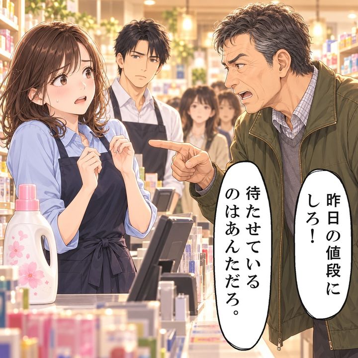 常連客は列を止めたまま昨日の特売価格を押しつけます
