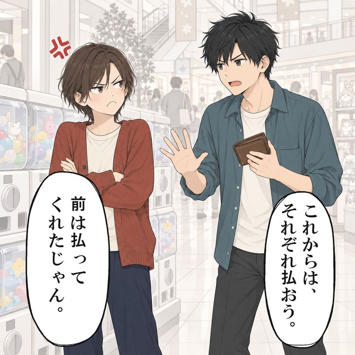 各自で払おうと伝えると、恋人は過去の支払いを持ち出します