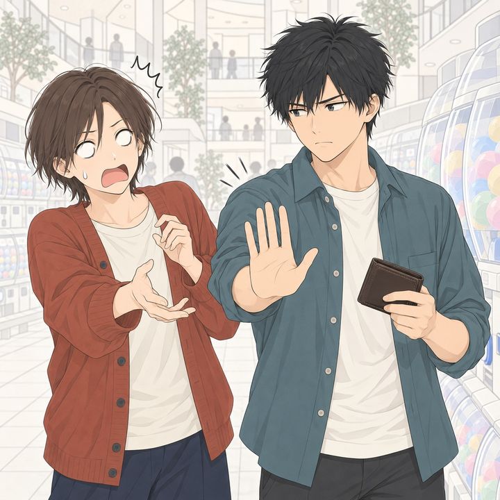 【漫画】「たった500円でケチだな」ガチャ代を当然視する恋人、財布を閉じた私のひと言に固まった顔