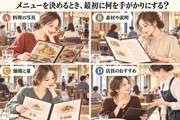 【心理テスト】メニューを決めるとき、最初に何を手がかりにする？あなたの“判断のよりどころ”を診断
