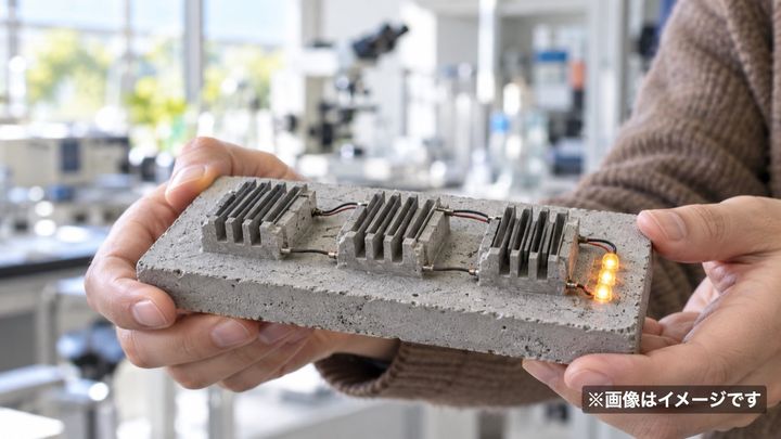 建物のコンクリートに電気をためる「セメント蓄電器」を開発