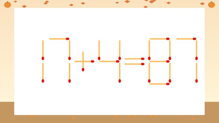 【マッチ棒クイズ】1本だけ動かして正しい式に：17+4=87？の問題画像