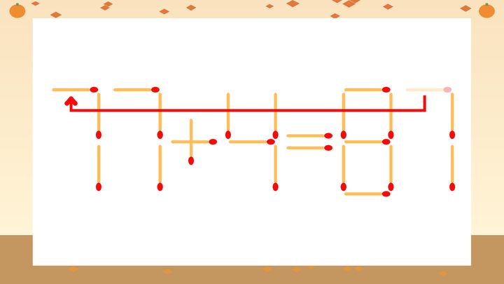 【マッチ棒クイズ】1本だけ動かして正しい式に：17+4=87？の解答画像
