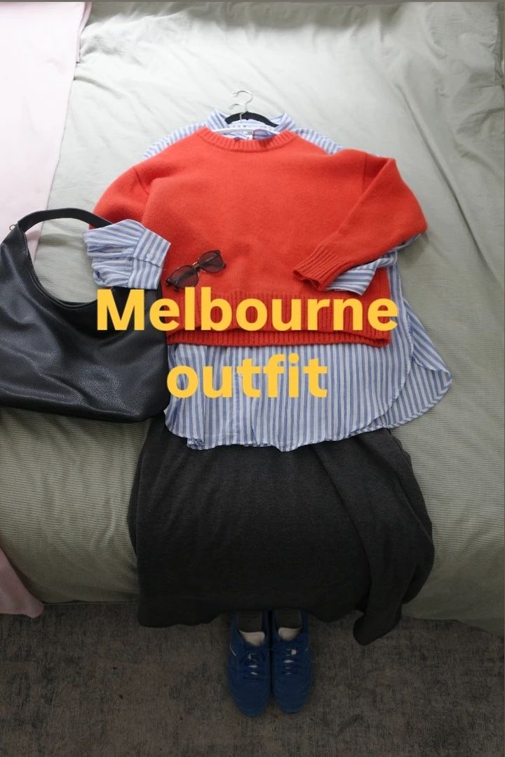 カラーコーデ 大人のカラーコーデ カラー合わせ ミックスカラー オレンジ ブルー ニット シャツ 秋服 秋コーデ 秋カラー 秋ファッション 大人コーデ 通勤コーデ