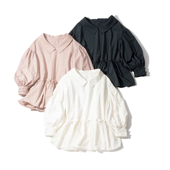 [THREE SQUARE]2WAYタフタロングスリーブブラウス ￥17,600