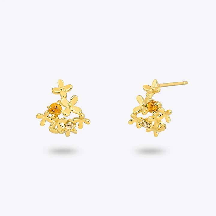 SV925(YGc) Pierced Earrings / Citrine / CZ ￥15950