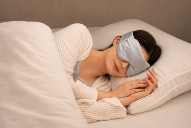 アイマスクを使った睡眠のイメージ