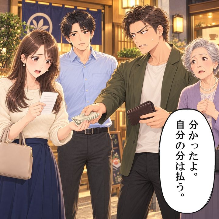 義兄は自分の財布から現金を渡し、嫁が立て替え分をしまいます。